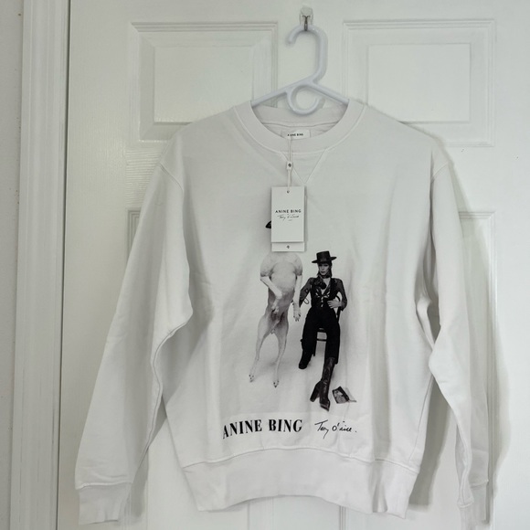 ANINE BING Ramona Sweatshirt AB x TO B White Pullover - Picture 11 of 14